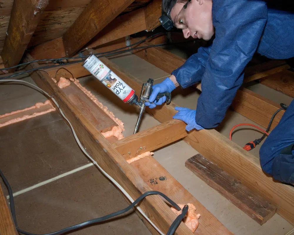 remove old insulation air seal attic